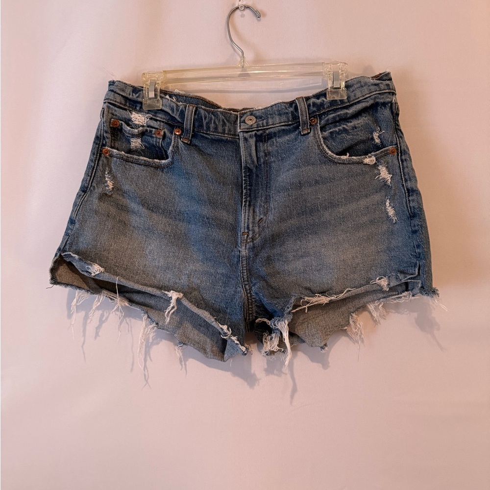 Abercrombie & Fitch Distressed High Rise Denim Cutoff Shorts